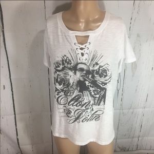 Elton John lace up tee rock & republic size XL